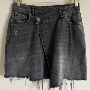 Urban Outfitters Distressed Black Denim Mini Skirt